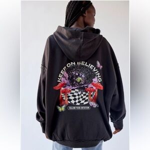 Urban Outfitters Nate Keep On Believing Graphic Oversized Hoodie Sweatshirt